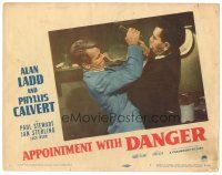 8g069 APPOINTMENT WITH DANGER LC #1 '51 tough Alan Ladd trying to wrestle gun from Jack Webb!