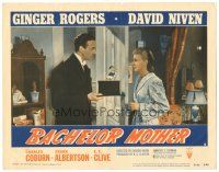 8g569 BACHELOR MOTHER LC #6 R52 David Niven shows his wacky top hat to pretty Ginger Rogers!