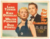 8g372 BAD & THE BEAUTIFUL TC '53 close up of Kirk Douglas in tux standing behind sexy Lana Turner!