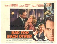 8g072 BAD FOR EACH OTHER LC '53 close up of Charlton Heston & sexy bad girl Lizabeth Scott!