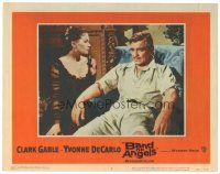 8g571 BAND OF ANGELS LC #4 '57 beautiful Yvonne De Carlo looks at Clark Gable slumped in chair!
