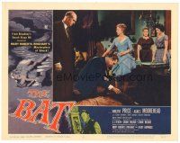 8g576 BAT LC #5 '59 man & women watch Vincent Price looking for clues under the rug!