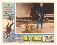 8g077 BIG CHASE LC #6 '54 c/u of cop Glenn Langan standing over fallen Lon Chaney Jr. by train!