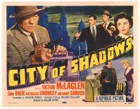 8g012 CITY OF SHADOWS TC '55 tough gangster Victor McLaglen in New York City, Kathleen Crowley!