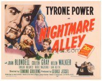 8g035 NIGHTMARE ALLEY TC R55 art of Tyrone Power with cigarette, Joan Blondell, Coleen Gray