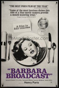 8h056 BARBARA BROADCAST 1sh '77 sexy C. J. Laing on dinner plate, Radley Metzger!