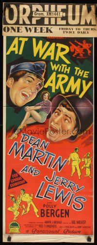 8j589 AT WAR WITH THE ARMY Aust daybill '51 Richardson Studio stone litho of Martin & Lewis!