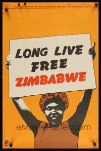 8j011 LONG LIVE FREE ZIMBABWE Cuban '80 Lazaro Abreu art of woman holding protest sign!