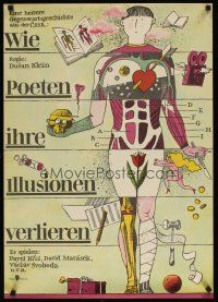 8j047 HOW POETS ARE LOSING THEIR ILLUSIONS East German 23x32 '85 wild art of dissected man!