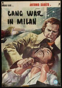 8j062 GANG WAR IN MILAN INCOMPLETE Italian 1p '73 Umberto Lenzi's Milano rovente, cool crime art!