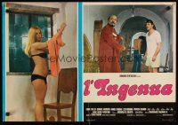 8j067 L'INGENUA Italian photobusta '75 Ilona Staller, Giorgio Ardisson, wacky image of top stars!