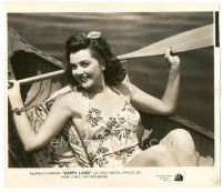 8k087 ANN RUTHERFORD 8x9.5 still '43 wonderful smiling close up in canoe from Happy Land!
