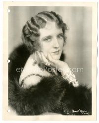 8k176 CARMEL MYERS 8x10 key book still '30s glamorous close portrait with fur, pearls & diamonds!