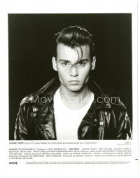 8k223 CRY-BABY 8x10 still '90 best head & shoulders portrait of Johnny Depp, John Waters