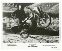 8k237 DEATH RACE 2000 8x10 still '75 rebel antagonist on motorcycle is driven off the route!
