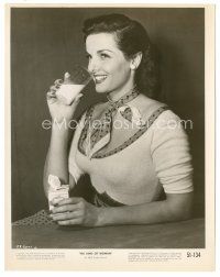 8k432 HIS KIND OF WOMAN 8x10 still '51 Howard Hughes, c/u of sexy Jane Russell drinking milk!