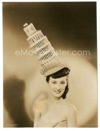 8k470 IRENE VERNON 7.25x9.75 still '40s wacky portrait wearing Leaning Tower of Pisa hat!