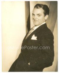 8k485 JAMES CAGNEY 7.5x9.5 still '38 full-length smiling portrait in suit & tie w/hands in pockets