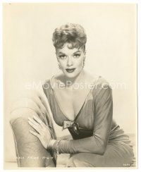 8k503 JANIS PAIGE 7.5x9.5 still '40s sexy seated close up wearing low-cut dress!