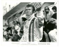 8k565 LE MANS 8x10 still '71 close up of race car driver Steve McQueen waving two fingers!