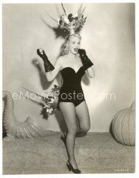 8k630 MARIE WILSON 7.25x9.5 still '50s wacky c/u in sexy outfit with fruit baskets on head & butt!