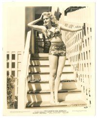 8k648 MARJORIE WOODWORTH 8x10 still '42 the sexy actress full-length on stairs in 2-piece swimsuit!