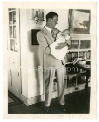 8k768 RAYMOND HACKETT deluxe 8x10 still '30s at home with his baby boy by Ruth Harriet Louise!