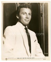 8k896 STRANGE LADY IN TOWN 8x10 still '55 great close portrait of Cameron Mitchell in white suit!