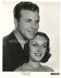 8k918 THANKS A MILLION 7.5x9.75 still '35 great smiling portrait of Dick Powell & Ann Dvorak