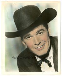 8k021 JAMES GARNER color 8x10 still '50s head & shoulders smiling portrait wearing great hat!