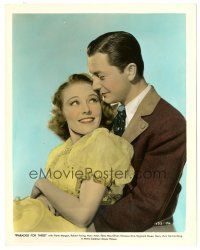 8k027 PARADISE FOR THREE color 8x10 still '38 romantic c/u of Robert Young & pretty Florence Rice!