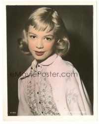 8k028 SANDRA DEE color 8x10 still '50s great waist-high smiling portrait of the pretty actress!