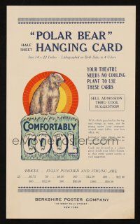 8m201 AIR CONDITIONING PROMO Polar Bear advertising sheet '30s he's cool on a block of ice!
