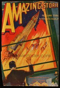 8m254 AMAZING STORIES magazine cover September 1930 Leo Morey art for Skylark Three!