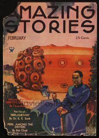 8m250 AMAZING STORIES magazine cover Feb 1934 Leo Morey art for Terror Out of Space!