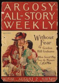 8m255 ARGOSY ALL-STORY WEEKLY magazine cover Aug 2, 1920 romantic sword-play art by Modest Stein!