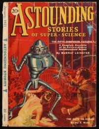 8m256 ASTOUNDING SCIENCE FICTION magazine cover January 1931 H.W. Wesso art of robot attacking!