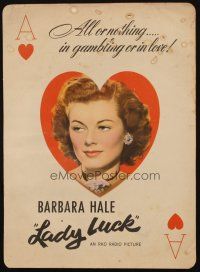 8m296 LADY LUCK DS promo hanger display '46 different image of Barbara Hale on Ace of Hearts!
