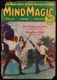 8m260 MIND MAGIC magazine cover Sep/Oct 1931 art of men duelling over pretty lady by J.J. Holl!