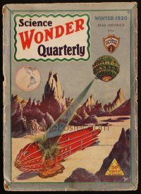 8m263 SCIENCE WONDER QUARTERLY magazine cover Winter 1930 Paul art of alien spaceship attacking!