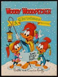 8m308 WOODY WOODPECKER: A CHRISTMAS GREETING 9x11 book cover '70s Walter Lantz, great cartoon art!