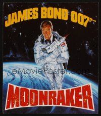 8m297 MOONRAKER 2-sided promo hanger '79 art of Roger Moore as James Bond in space by Goozee!