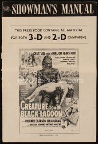 8m500 CREATURE FROM THE BLACK LAGOON pressbook cover '54 great image of the monster carrying girl!