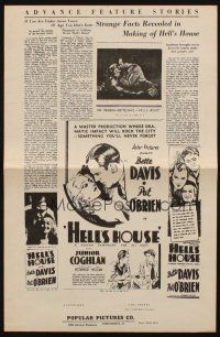 8m688 HELL'S HOUSE pressbook R30s super young Bette Davis, Pat O'Brien, cool different images!