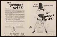 8m790 MY BROTHER'S WIFE pressbook '66 Doris Wishman, lust was her destiny, sexy art by Beauregard!