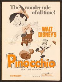 8m824 PINOCCHIO pressbook R71 Disney classic cartoon about a wooden boy who wants to be real!