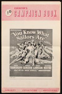 8m499 YOU KNOW WHAT SAILORS ARE English pressbook '54 sexy English harem girls, Akim Tamiroff!