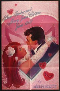 8m279 SPIDER-MAN: THE WEDDING 17x22 comic book poster '87 Peter Parker & Mary Jane get married!