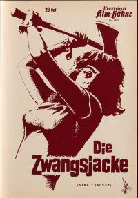 8m444 STRAIT-JACKET German program '64 different art and images of crazy ax murderer Joan Crawford!