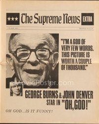 8m233 OH GOD herald '77 directed by Carl Reiner, great close up of George Burns, newspaper style!